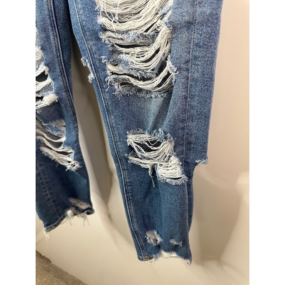 American Eagle Distressed Mom Jeans Size 6 Destroyed Ripped Grunge High Rise - Picture 6 of 13